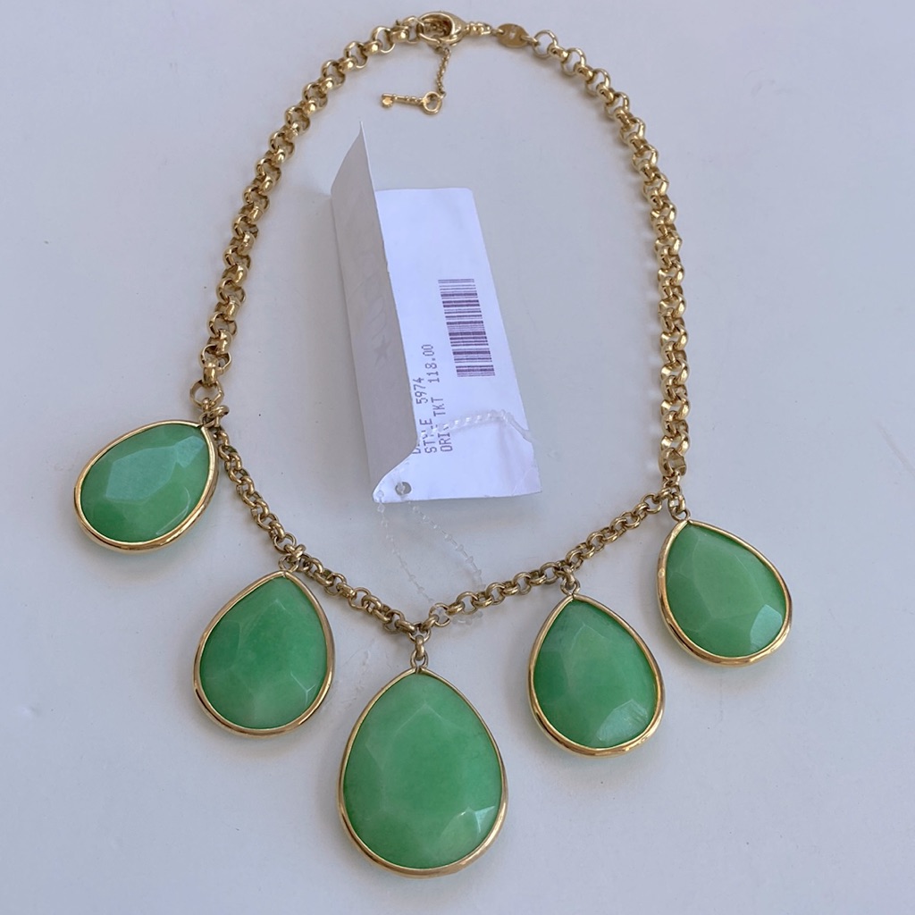Fossil Brand Semi Precious Stones Teardrop Pendant Necklace 48$